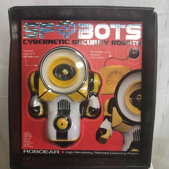 SPYBOTS Cybernetic Security Robots ROBOEAR Yellow Remote Listening Robot NEW - Picture 1 of 7